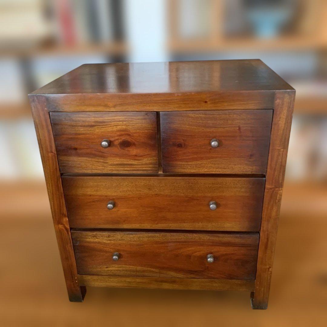 木製 4段チェスト ブラウン