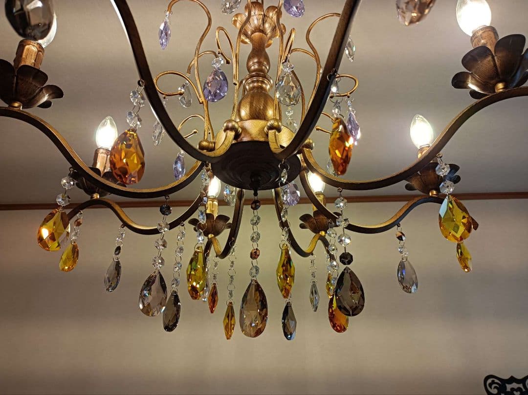 ゴージャスなゴールドカラー★暖色オールスワロフスキー使用！★カスタムシャンデリア