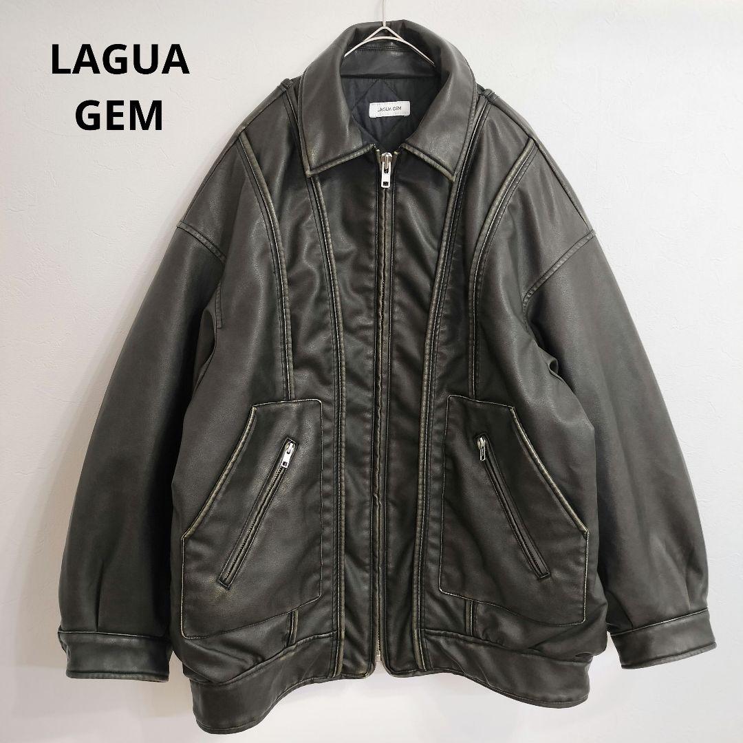 【ラグアジェム】 フェイクレザーヴィンテージジャケット メンズライク