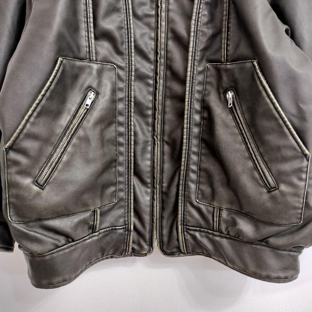 【ラグアジェム】 フェイクレザーヴィンテージジャケット メンズライク