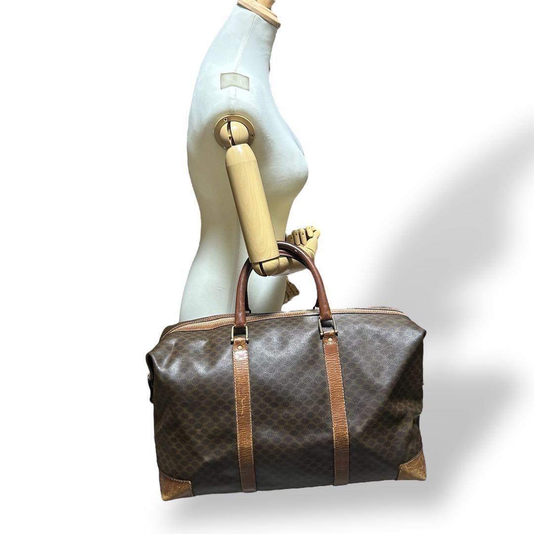 1042 セリーヌ ボストンバッグ マカダム ヴィンテージ レザー PVC