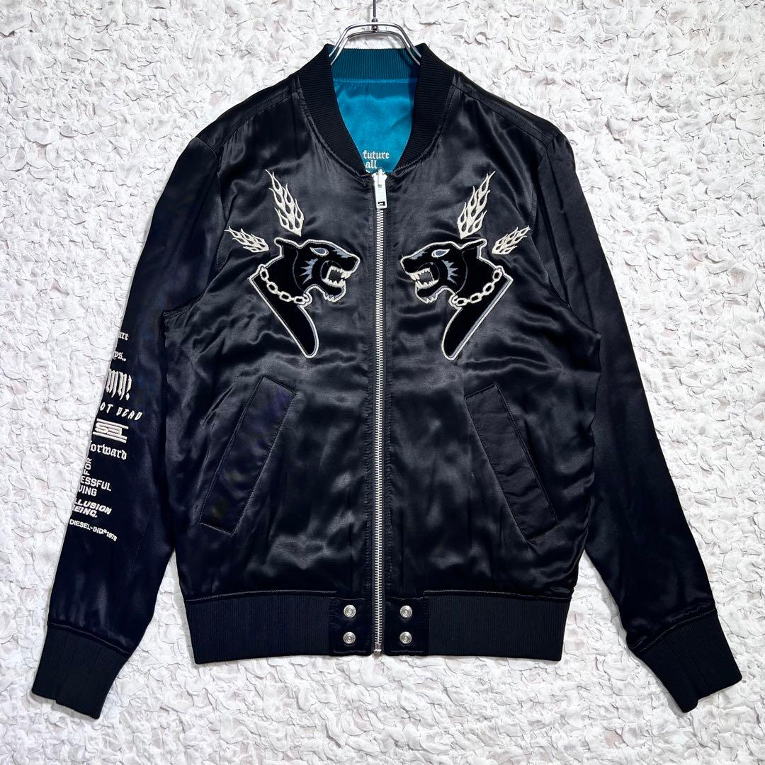 『DIESEL』 スカジャン　J-SMOAK-EMBRO リバーシブル　黒　S