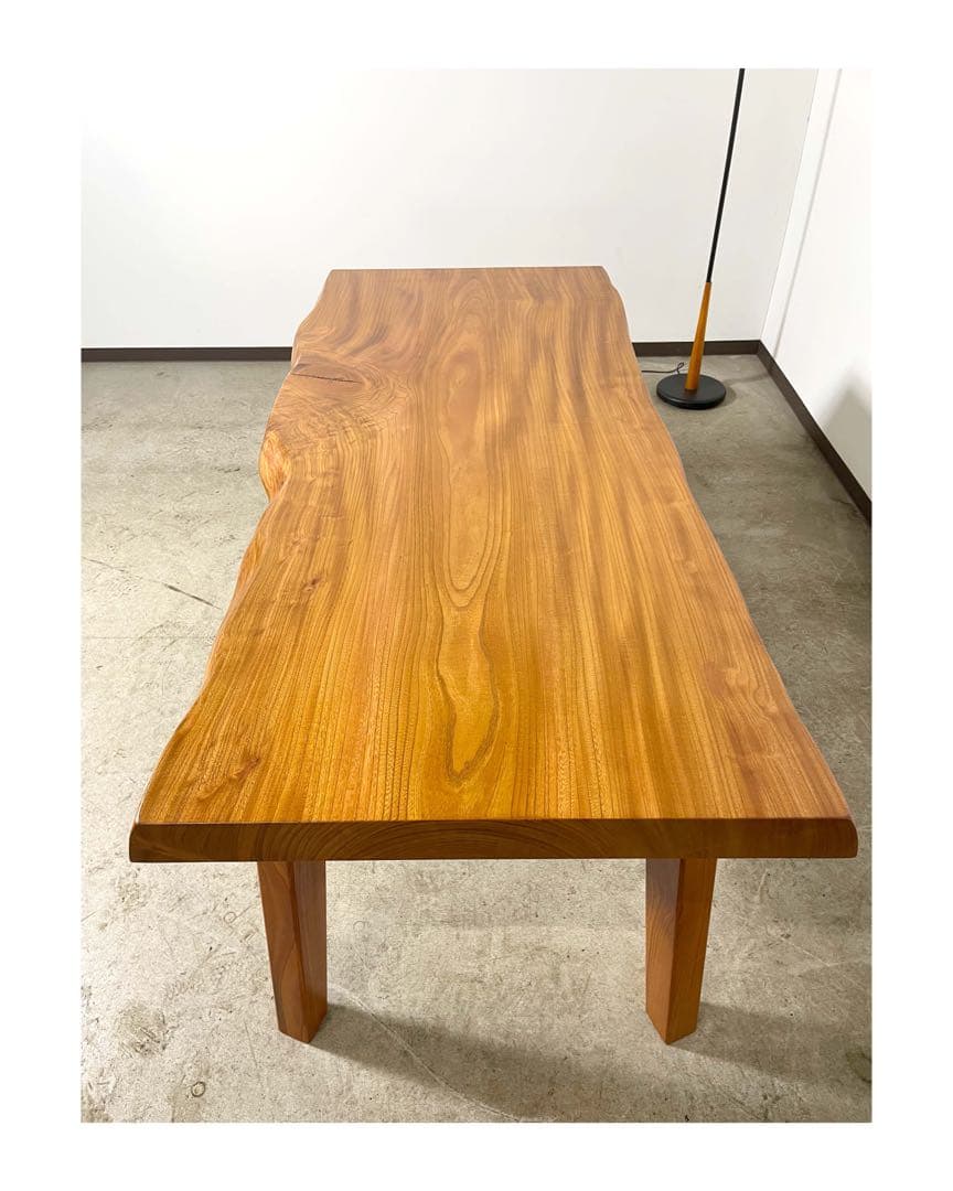 【新品・未使用】欅（けやき）一枚板テーブルまる⑤