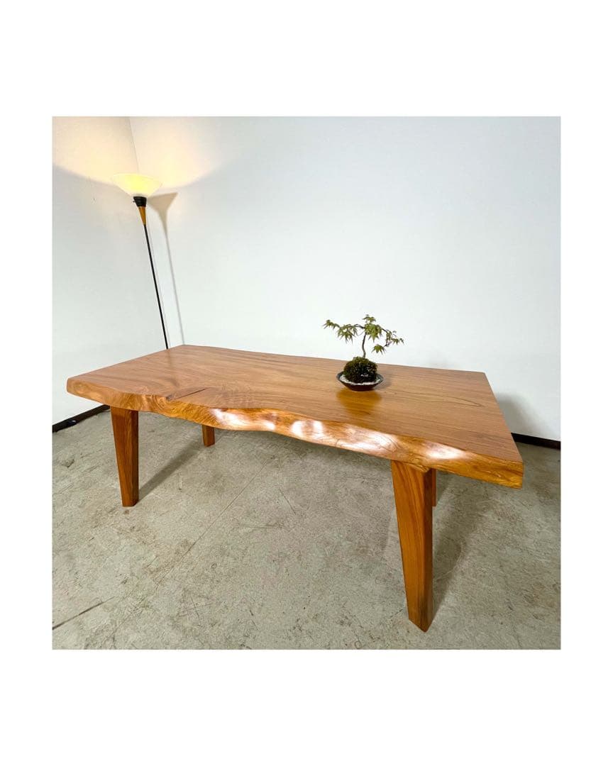 【新品・未使用】欅（けやき）一枚板テーブルまる⑤