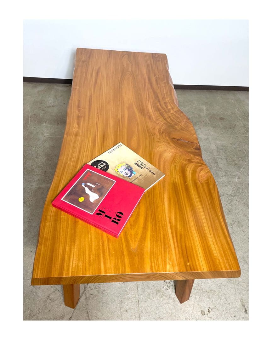 【新品・未使用】欅（けやき）一枚板テーブルまる⑤