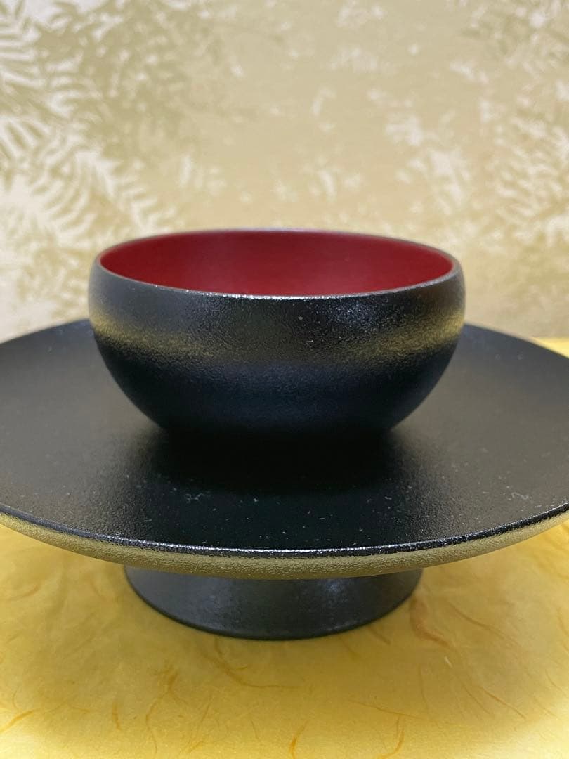 茶道具　天目台　山中塗　黒漆　乾漆　助田宗明作　桐共箱入り　裏千家