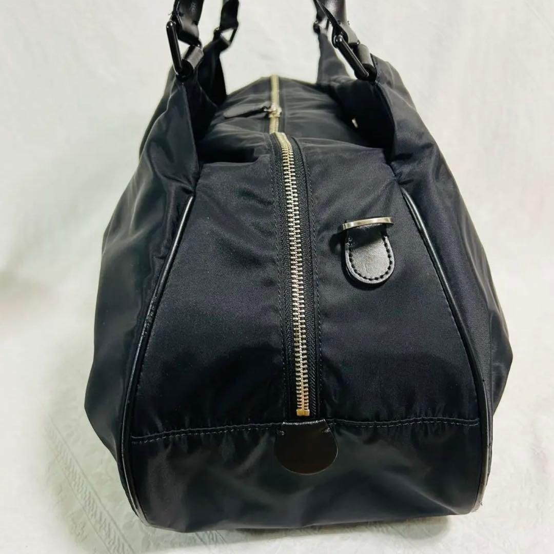 アニエスベーボヤージュ ボストンバッグ 2WAY レザー×ナイロン ブラック