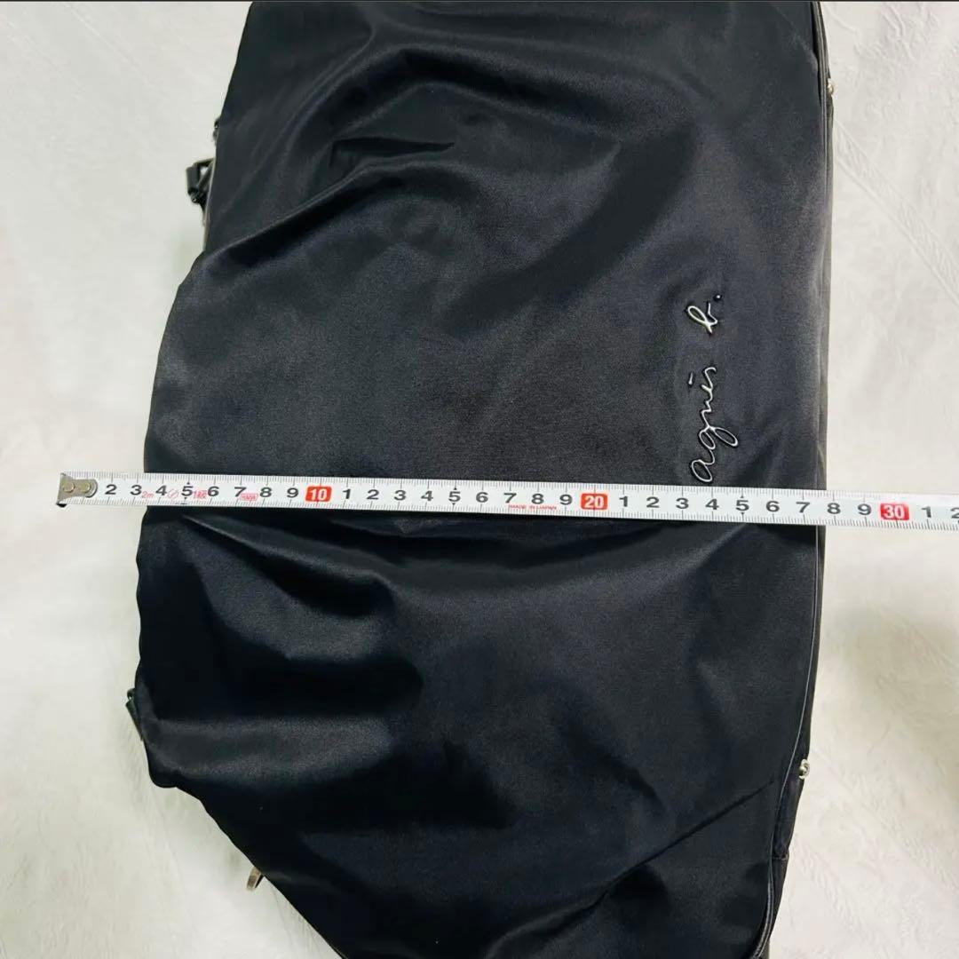 アニエスベーボヤージュ ボストンバッグ 2WAY レザー×ナイロン ブラック