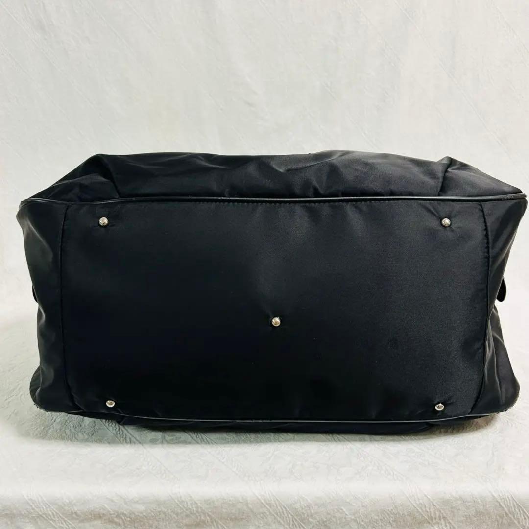 アニエスベーボヤージュ ボストンバッグ 2WAY レザー×ナイロン ブラック