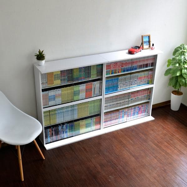《新品・送料無料》コミック収納 本棚 ガラス扉付き 書棚 ガラス扉付 ホワイト