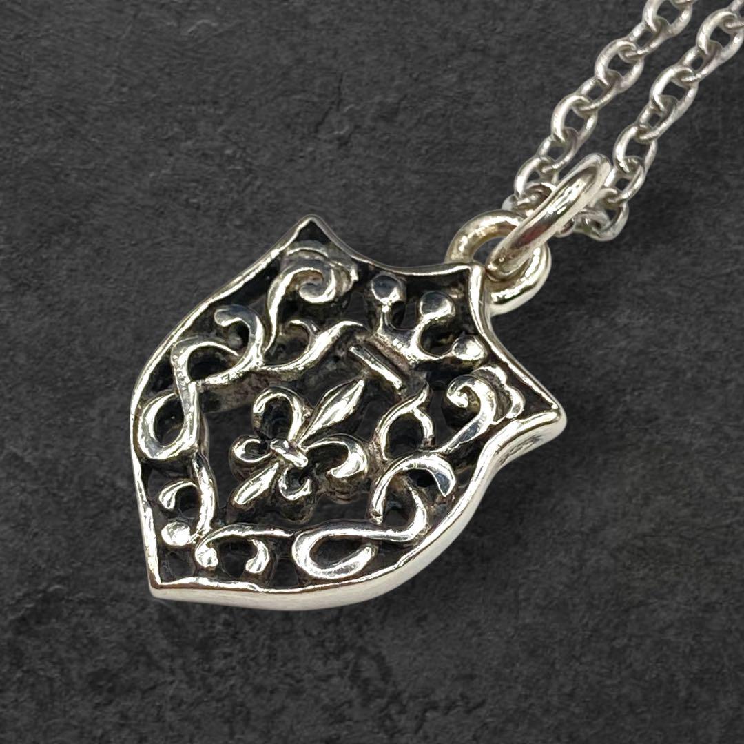 シルバー925 百合の紋章 シールド×フルールリス ペンダント 50cm 354