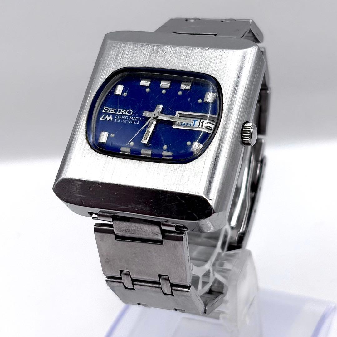 セイコー ロードマチック 青文字盤 スクエア アンティーク 23石 状態考慮