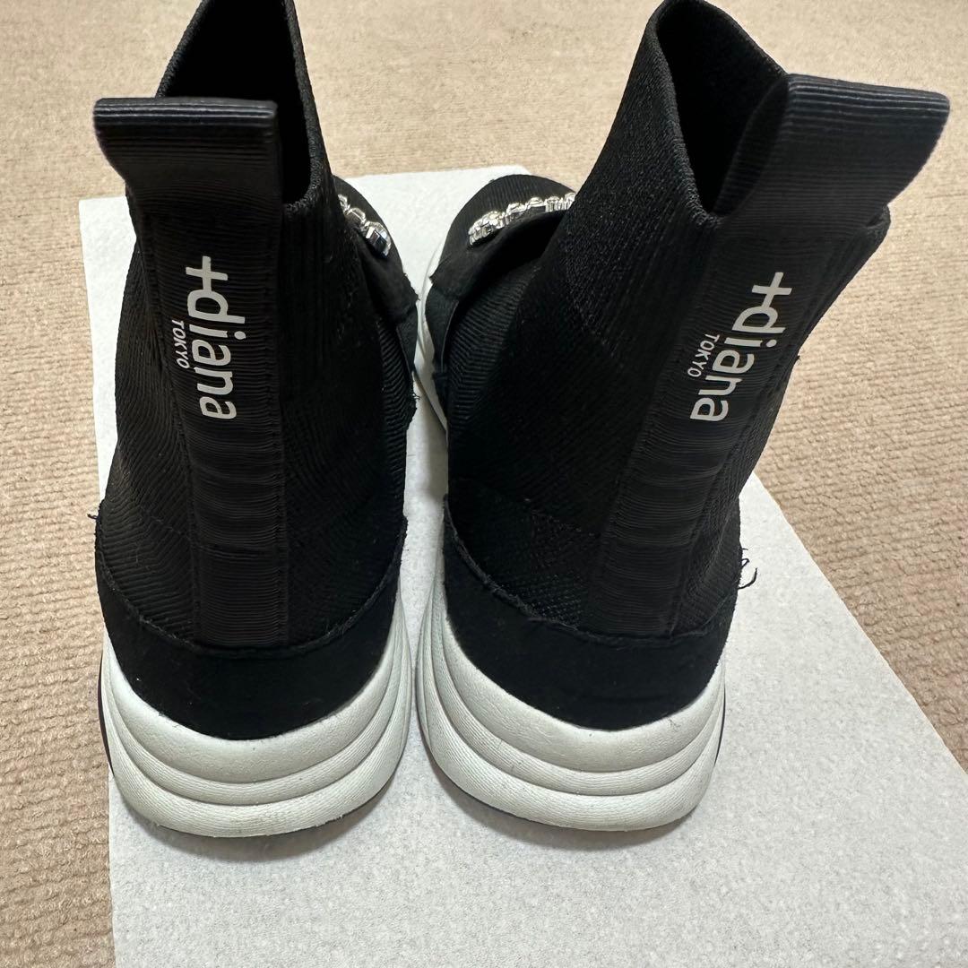 +diana 【ミドル丈】クリスタルバックル ニットソックススニーカー 25.5