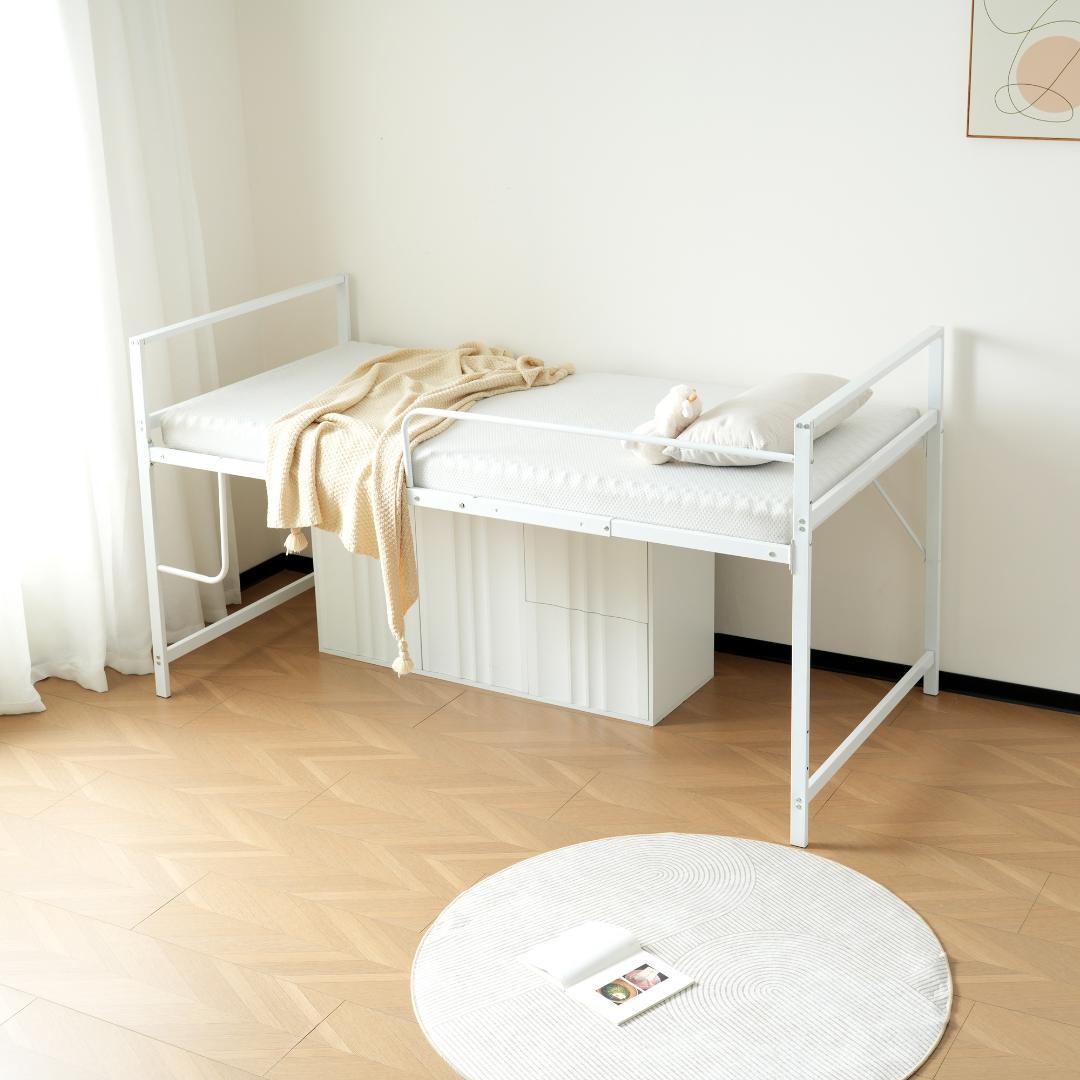 超人気！【高さ110cm】ロフトベッド パイプベッド シングル WHITE