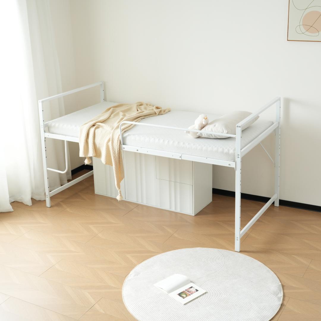 超人気！【高さ110cm】ロフトベッド パイプベッド シングル WHITE