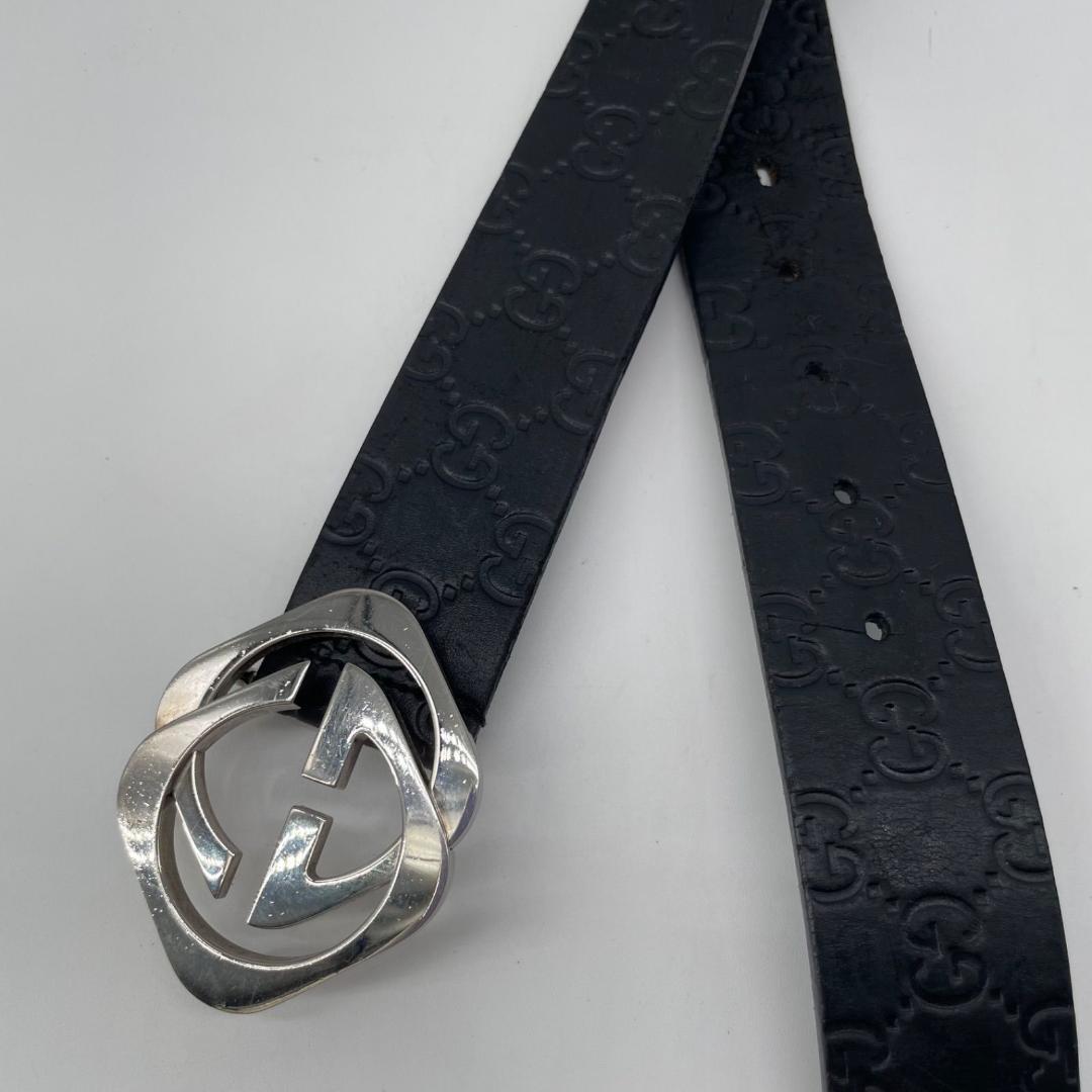 15319✨良品✨GUCCI グッチ レザー GG総柄 G金具 ベルト ブラック