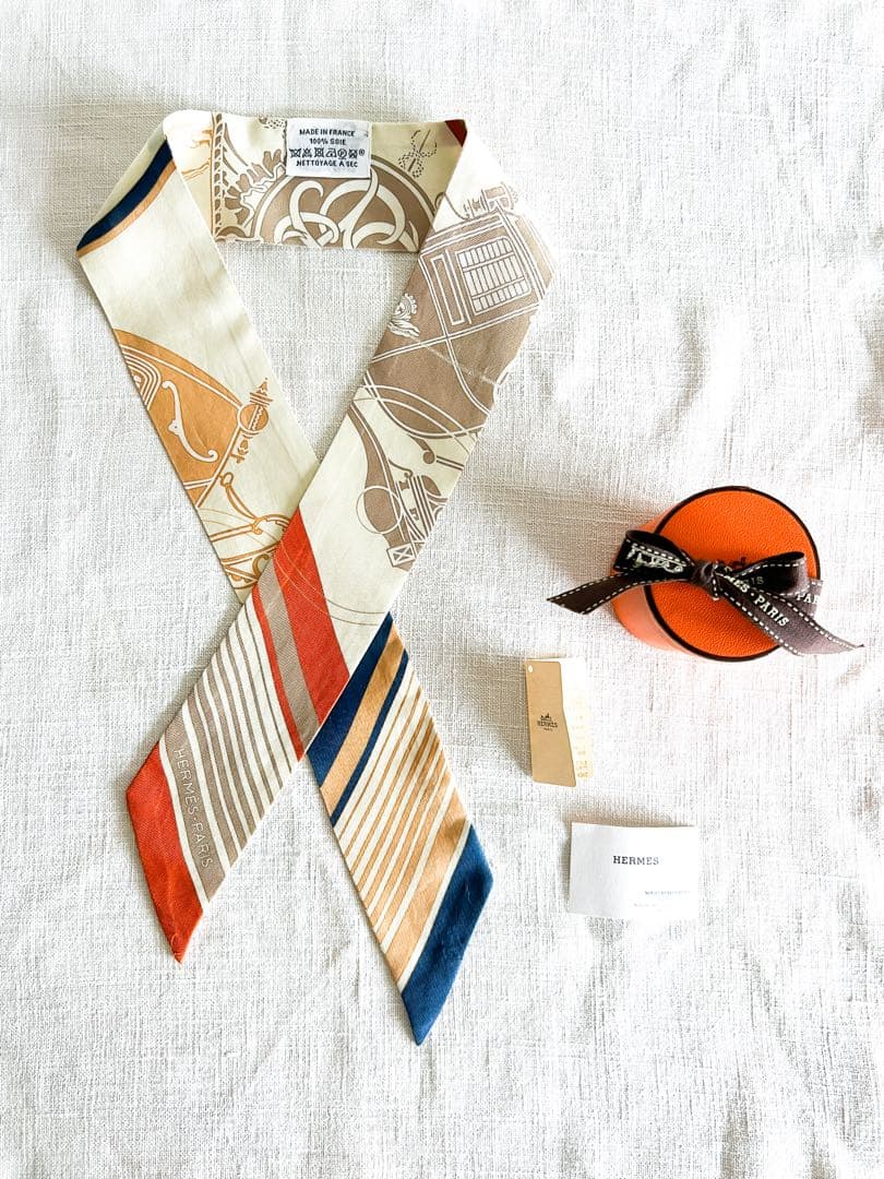 【HERMES】エルメス ツイリー エクスリブリス EX-LIBRIS オレンジ