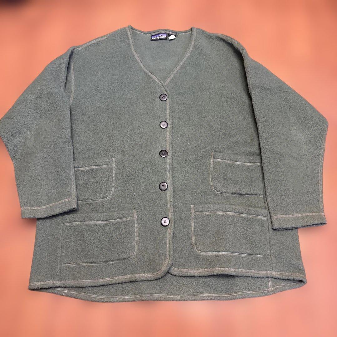 90年代　patagonia フリースカーディガン オリーブグリーン