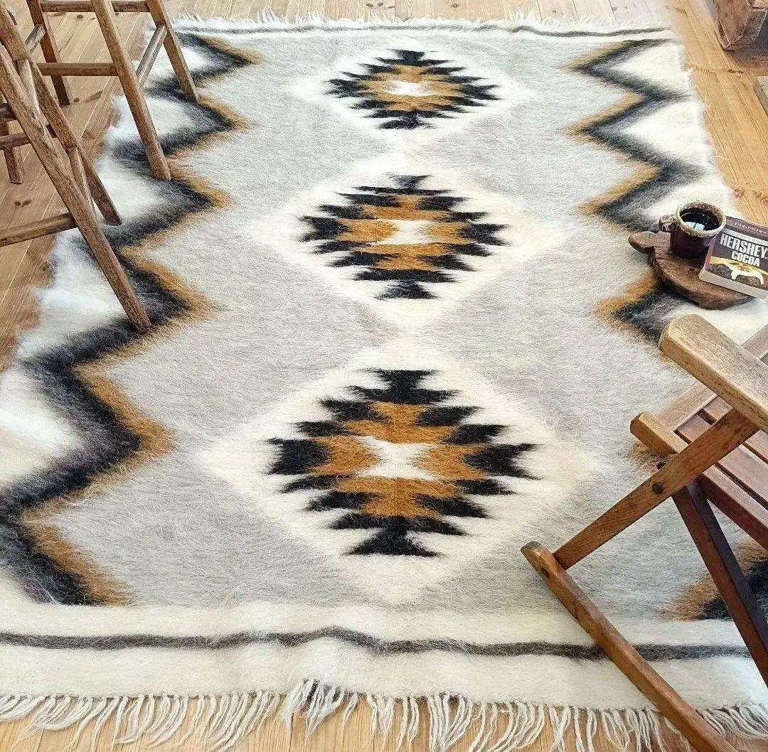 【超レア】L200cm 大判！ ウール　ヴィンテージラグ　ベニワレン