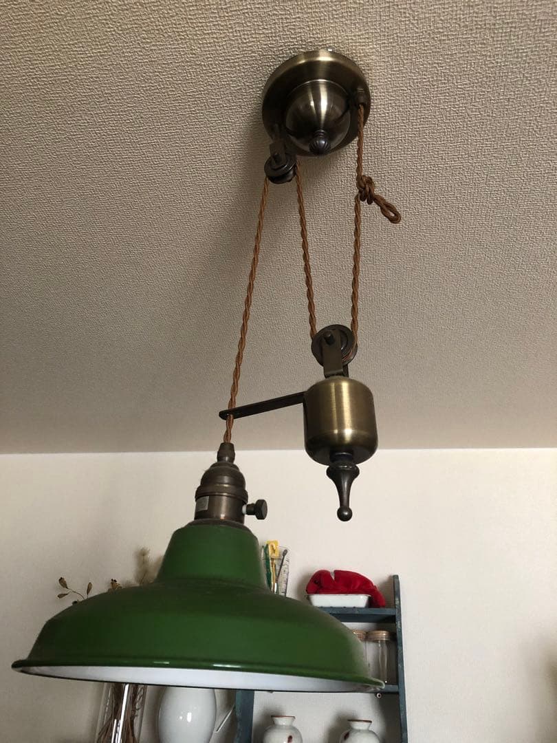 琺瑯　滑車付きヴィンテージ ランプ