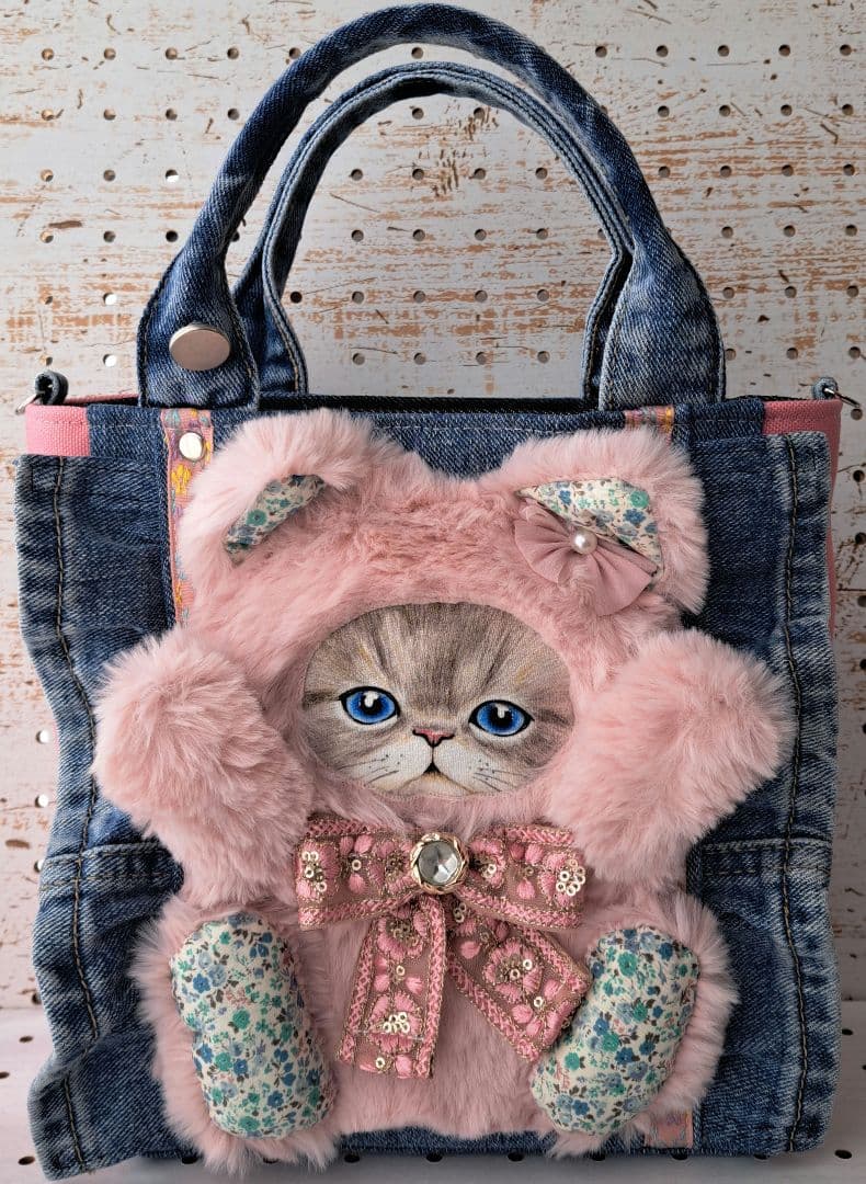 こ*能様 コヤンイサムチョン　ルミ　デニムリメイクフリルトートバッグ