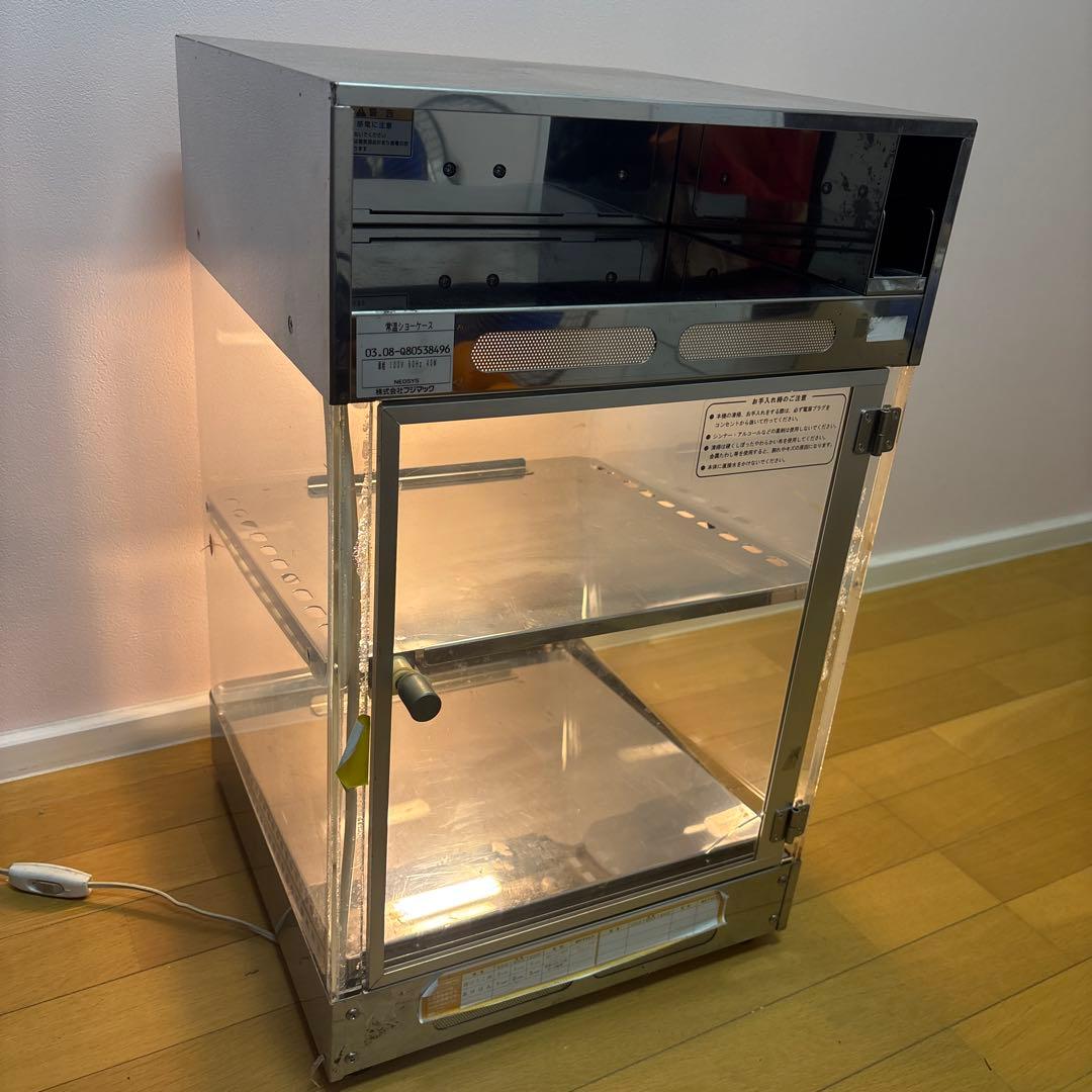 常温ショーケース 透明 ガラス製 100V 40W フジマック