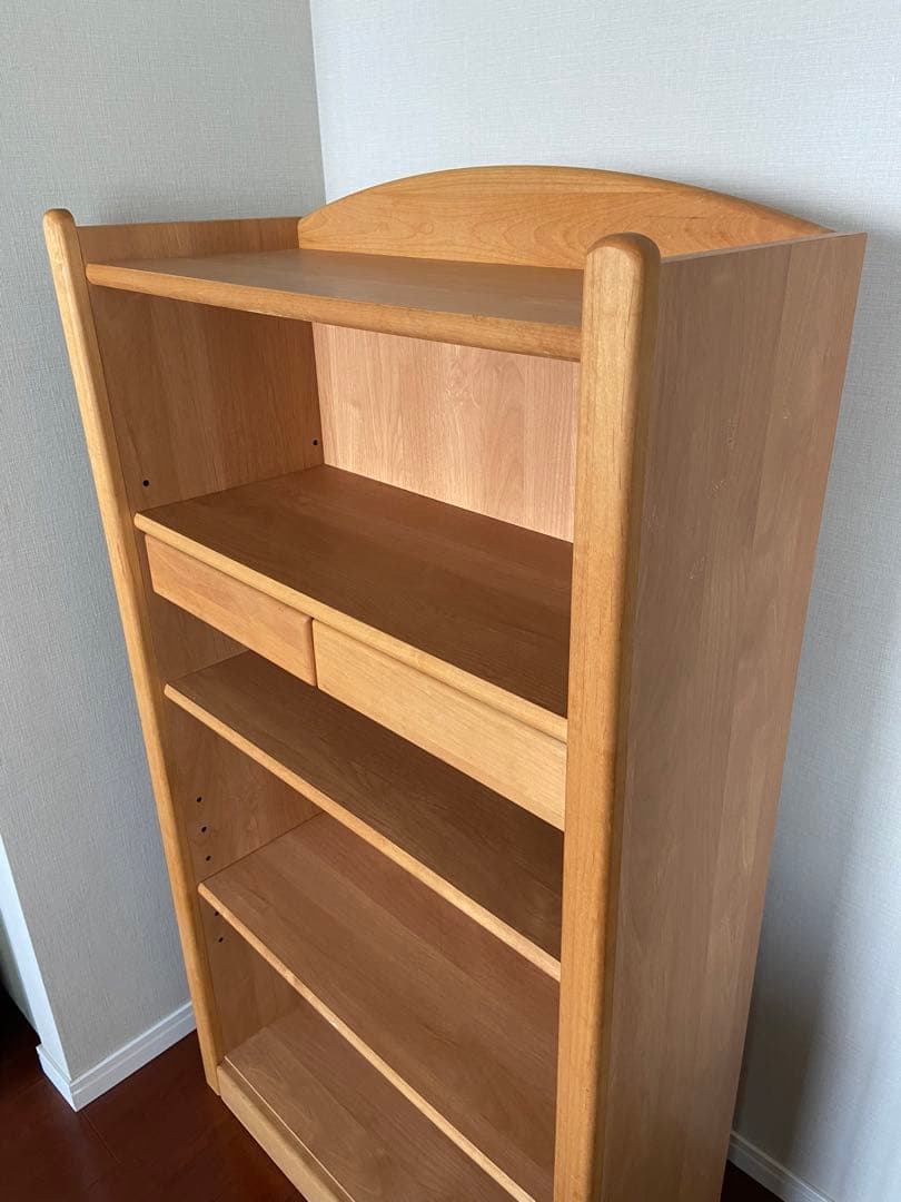 ☆美品☆ナチュラルウッド 木製本棚 引き出し2つ
