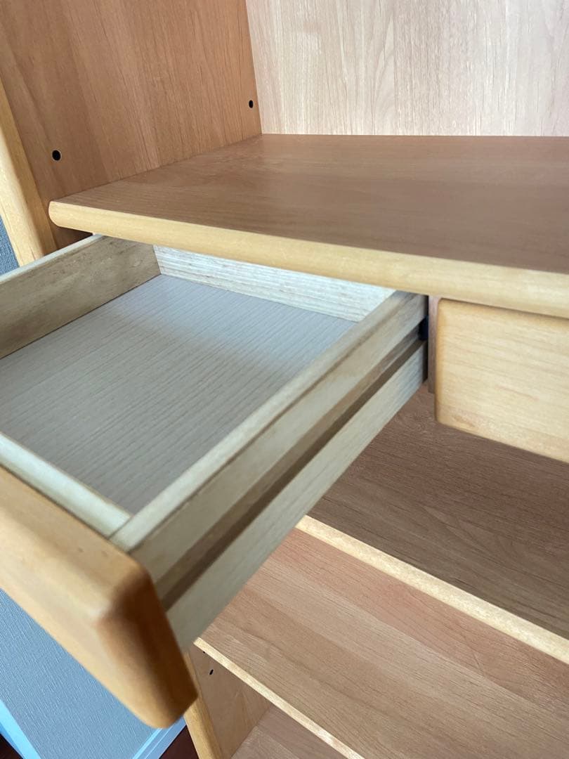 ☆美品☆ナチュラルウッド 木製本棚 引き出し2つ