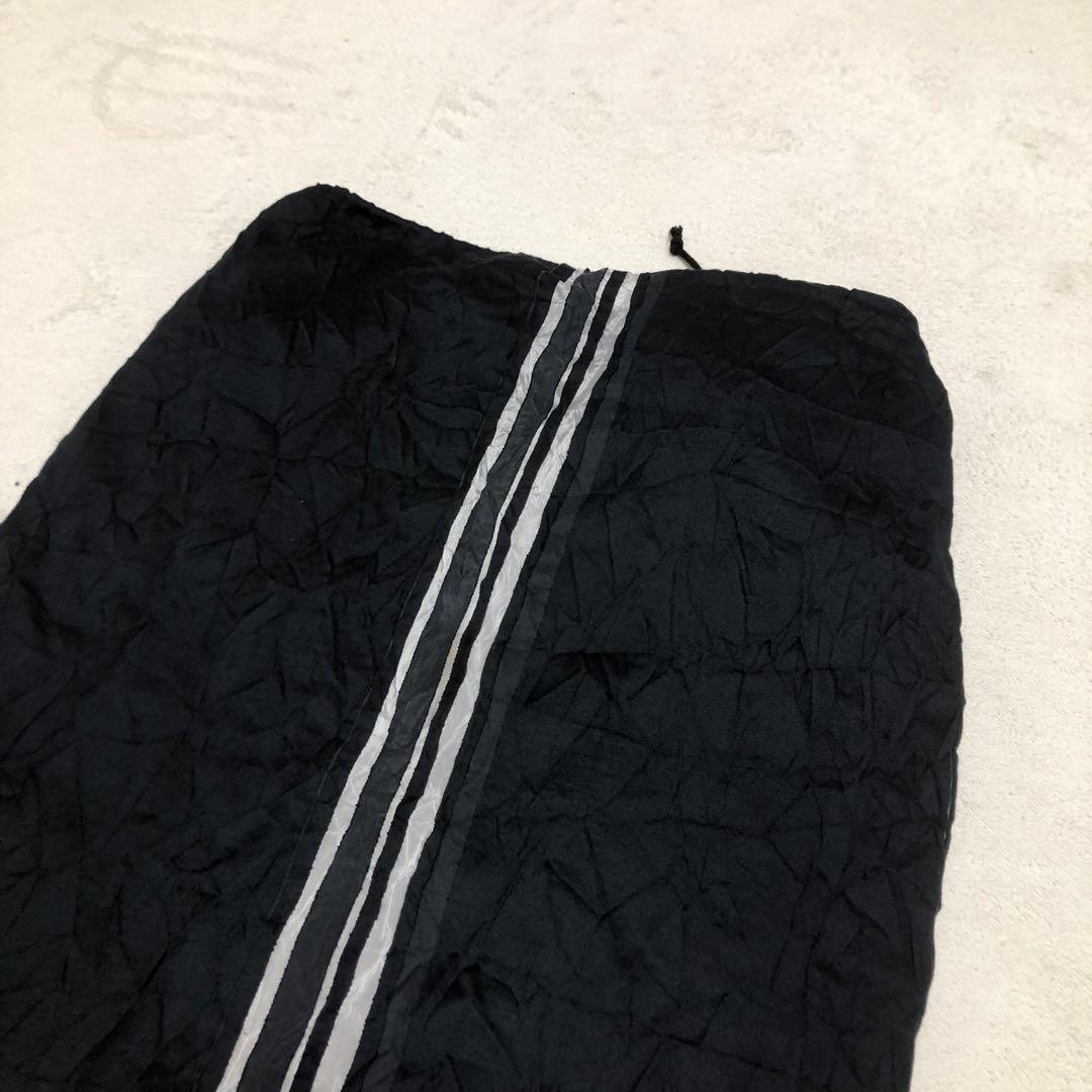 ワイズ　Yohji Yamamoto シワ加工ロングスカート　Lライン入り　黒￼