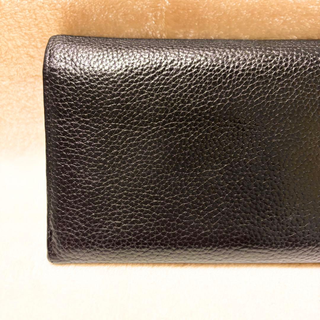 VERSACE ブラック しぼ革レザー 長財布 メタルメドゥーサ付