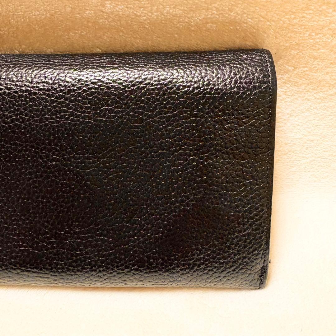 VERSACE ブラック しぼ革レザー 長財布 メタルメドゥーサ付