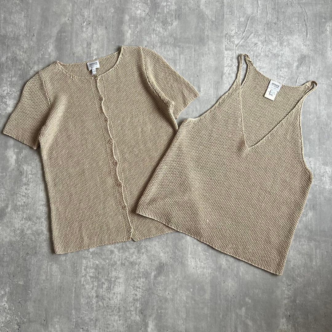 アルマーニコレツォーニ　激レア　リネン　シャツ＆タンクトップ　アンサンブル　M