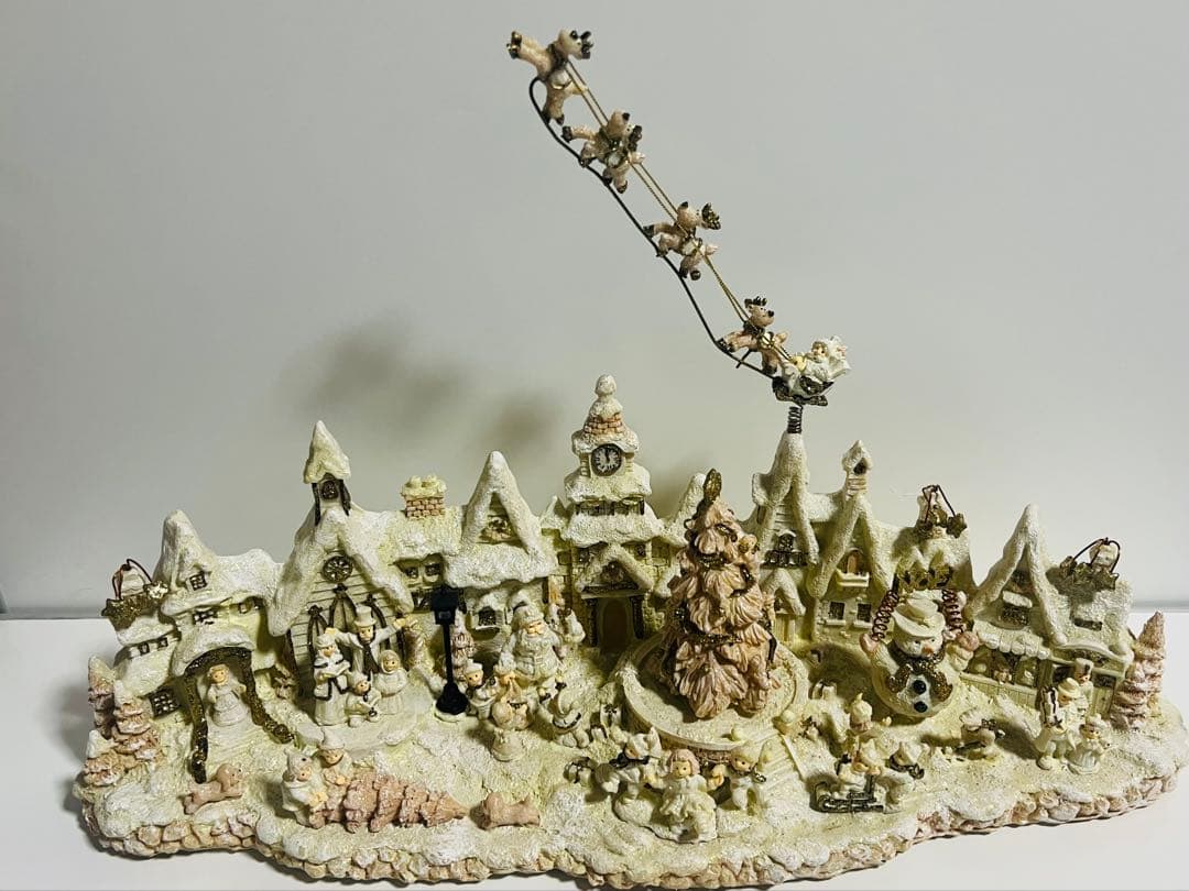 クリスマス陶器オルゴールジオラマ