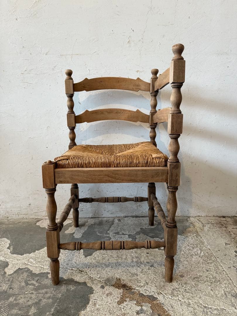 ビンテージ 藁 コーナーチェア 剥離