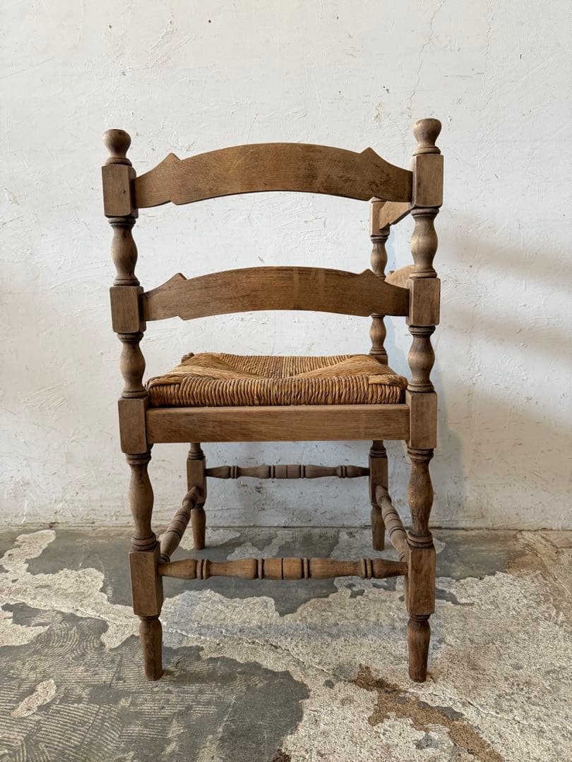 ビンテージ 藁 コーナーチェア 剥離