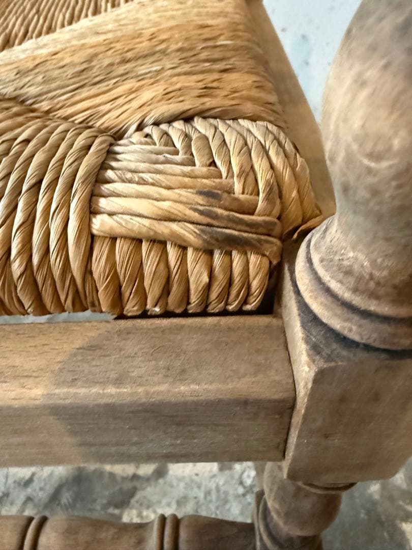 ビンテージ 藁 コーナーチェア 剥離