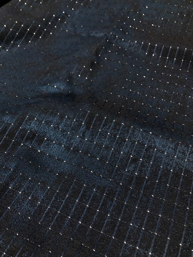 【高級　お誂えカーテン】購入価格60万円　紺色　格子柄　キラキラ　星空　フック