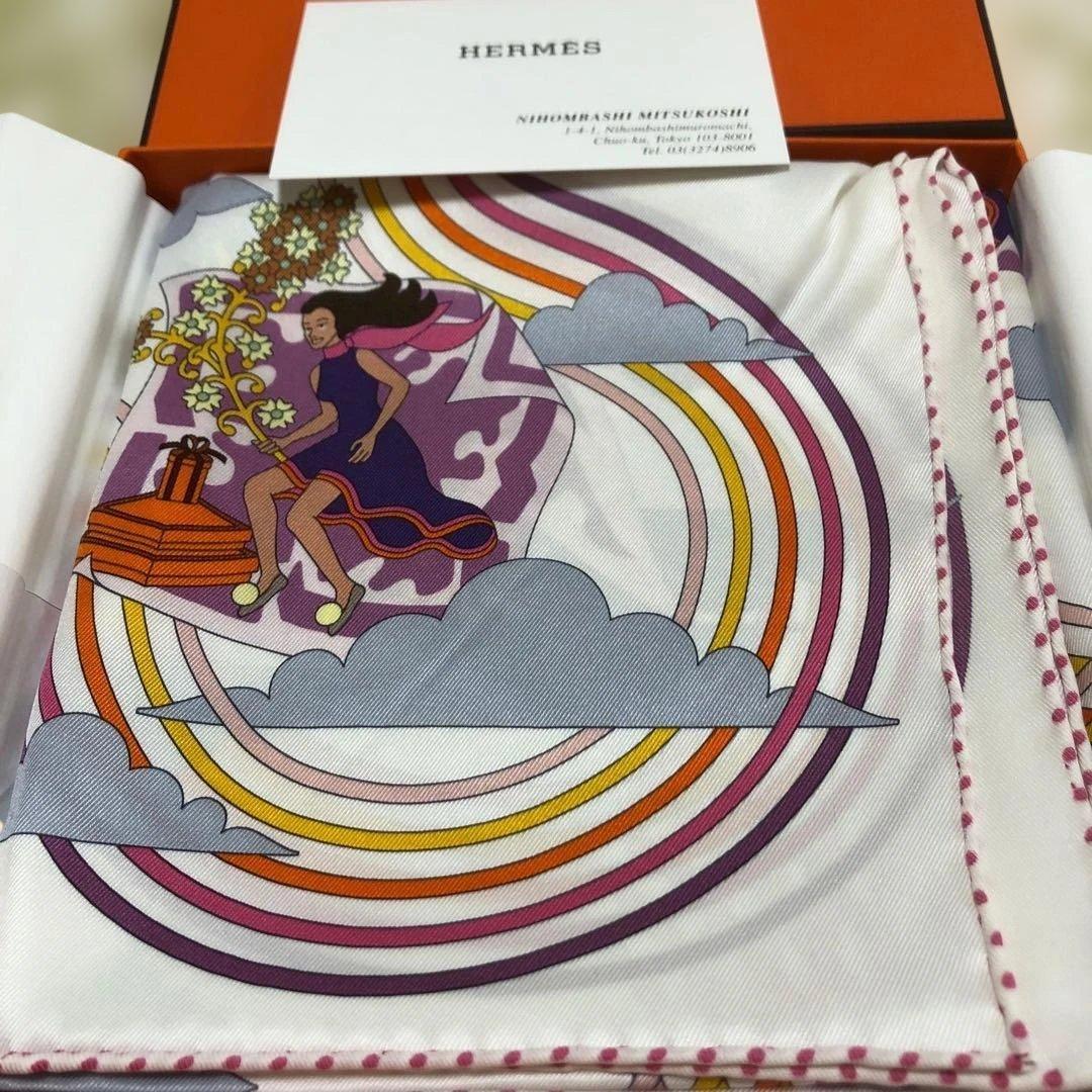 【popo】HERMES スカーフ カレ70 空飛ぶカレ