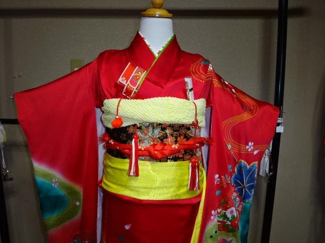 pon様 7才用　着物帯セット11点　赤ボカシ女の子フルセット