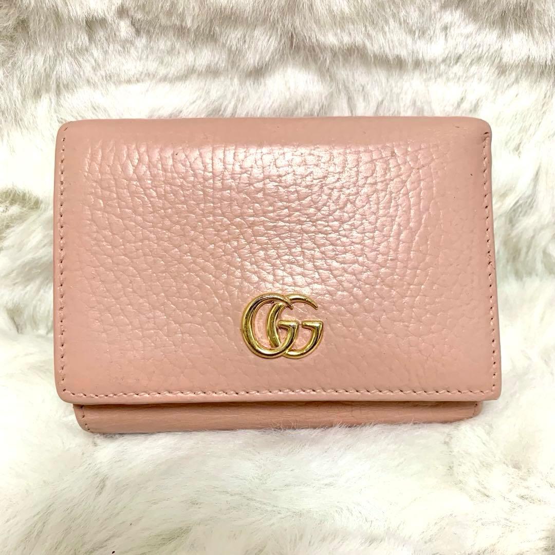 カンキチ様GGマーモント 三つ折り財布 コンパクトウォレット　ピンクベージュ