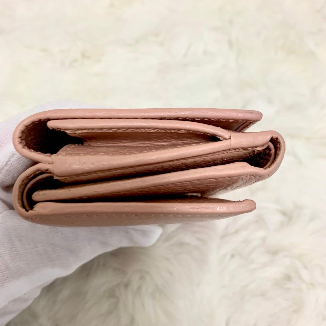 カンキチ様GGマーモント 三つ折り財布 コンパクトウォレット　ピンクベージュ