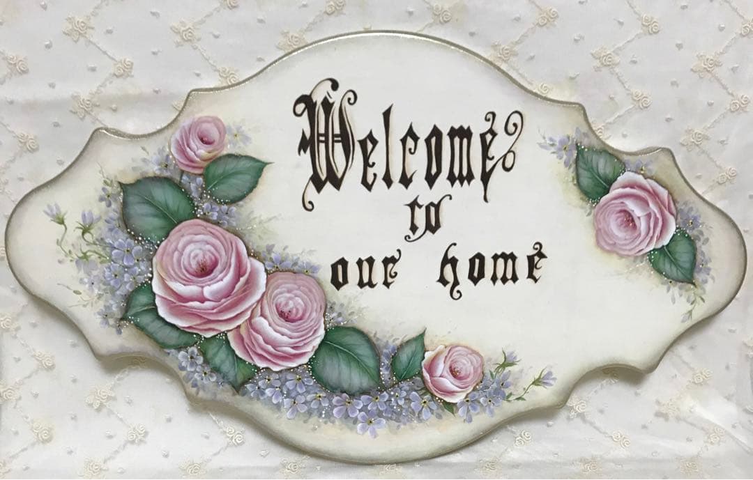 ペイント作品薔薇のウェルカムボード