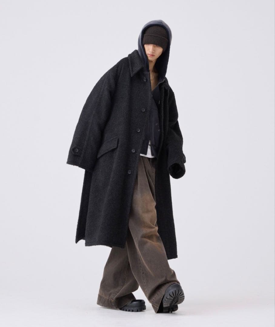 soerte ウールブレンドシャギーオーバーコート　3