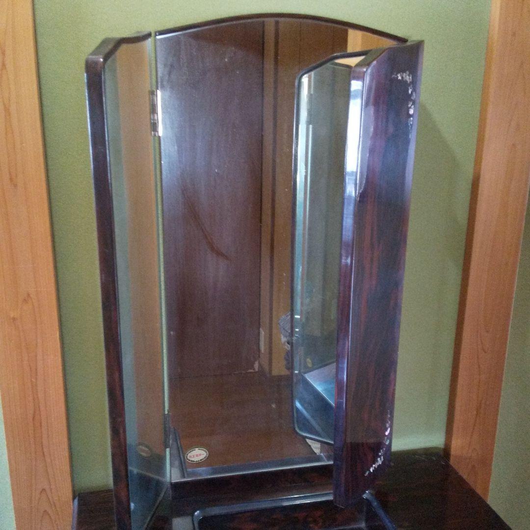 【最終値下げ】木製三面鏡(レトロ感あり)椅子付き