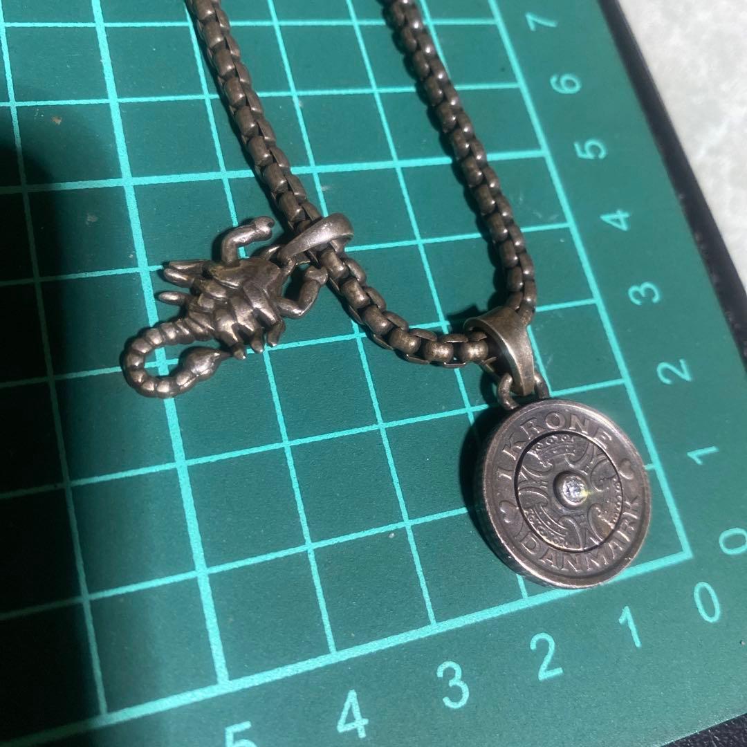 925 ネックレス　1KRONE デンマーク　サソリ　チェーン