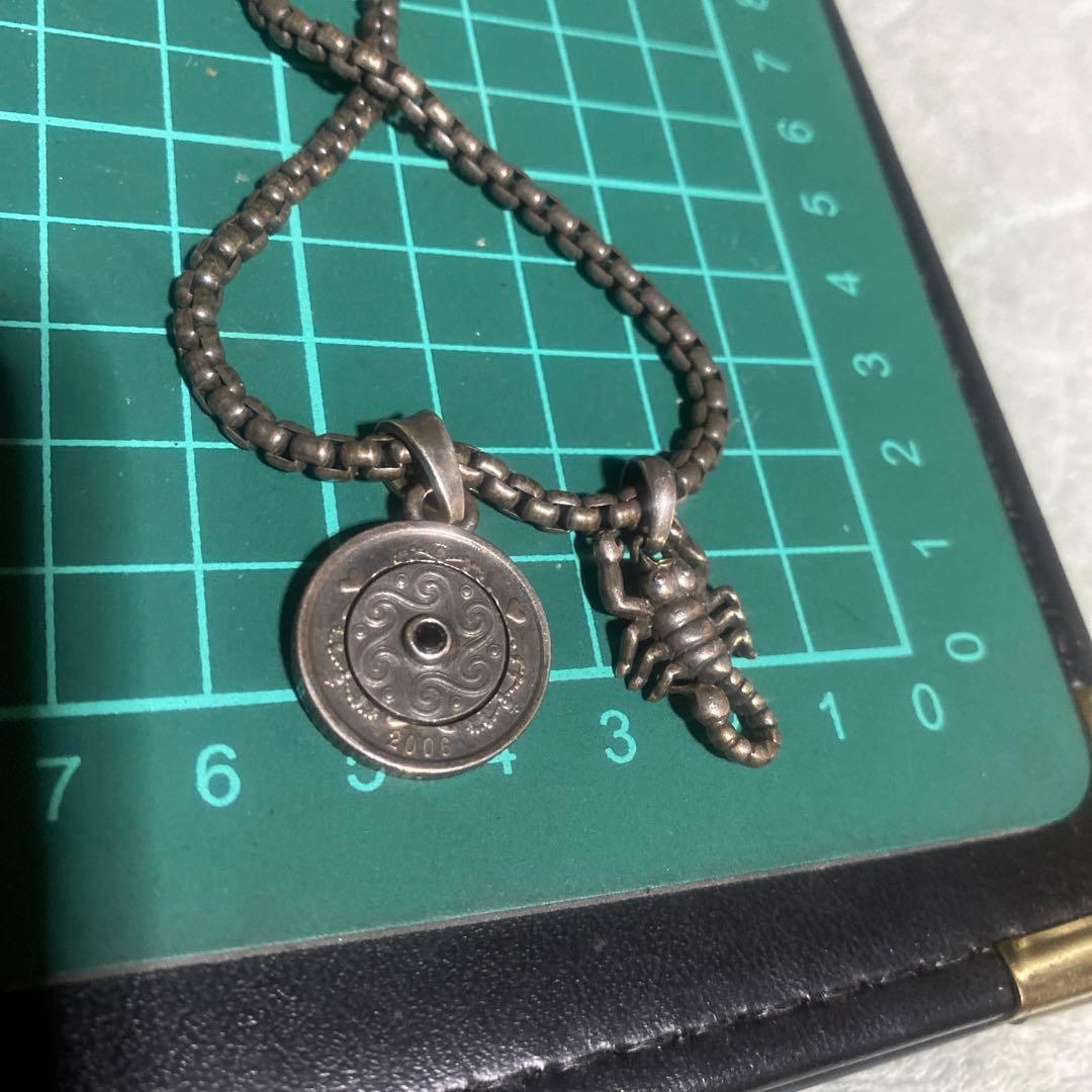 925 ネックレス　1KRONE デンマーク　サソリ　チェーン