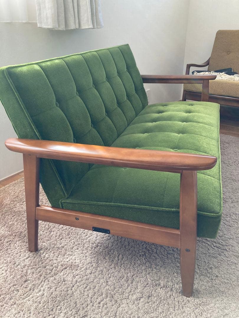 【ミクリ】カリモク60 kチェア 2シーター　モケットグリーン