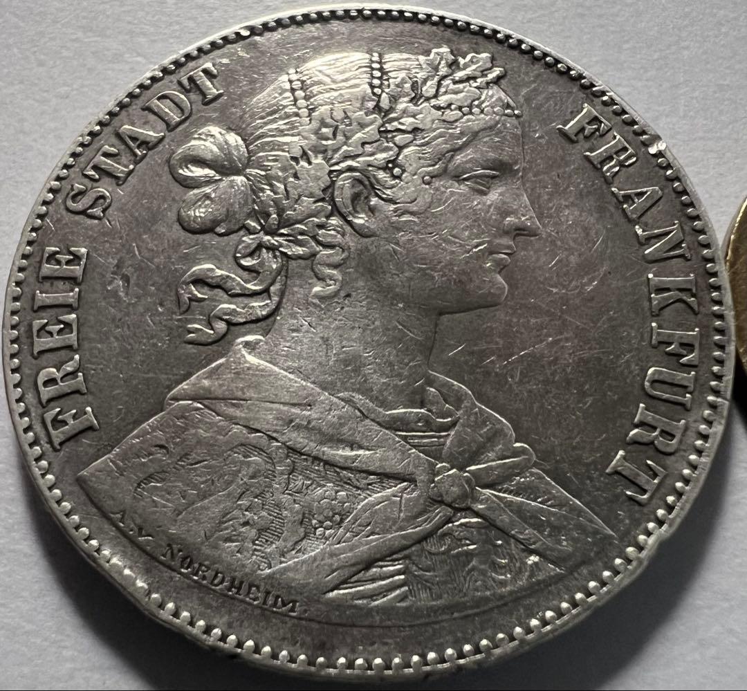 招*@様 1860年 ドイツ フランクフルト フライエシュタット1 ターラー銀貨