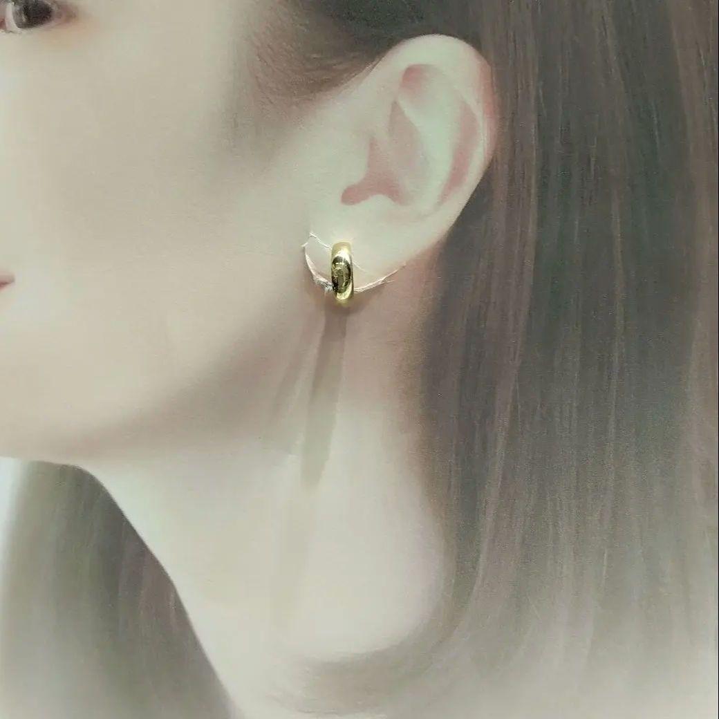 K18✨フープデザインピアス◯シンプル・定番ピアスv(o´ з｀o)♪地金