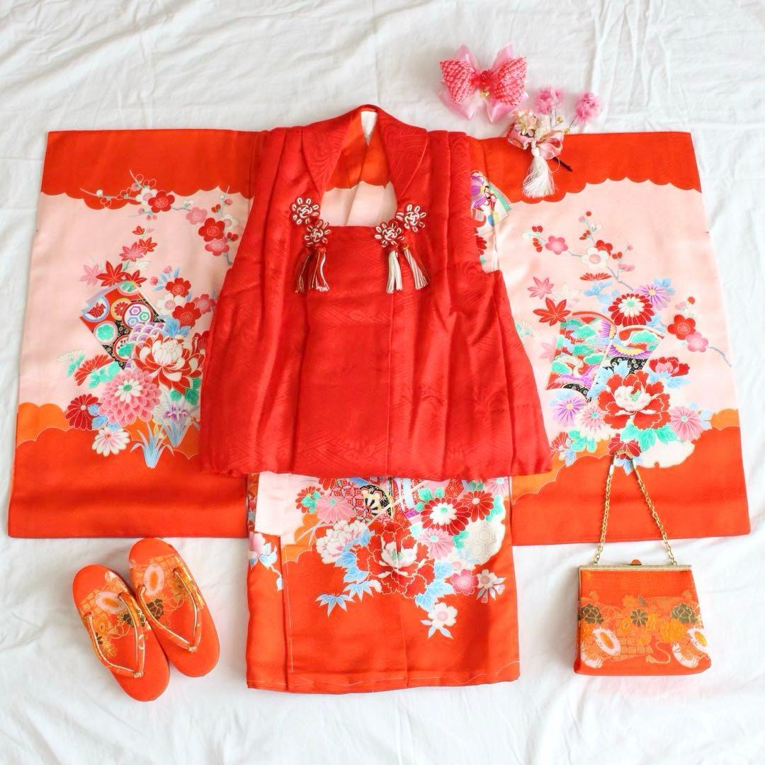 七五三 3歳 女の子 子供 正絹 着物 被布 セット